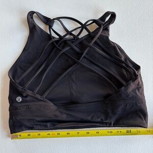 Lululemon High Neck Strappy Black Sports Bra Size 10
